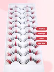 10 Pares de Cílios Coloridos A20-2 [Vermelho], Cílios Postiços de Pêlo Falso Semelhante a Vison Macio em Formato de Olho de Gato, Alongam o Canto Externo, Ampliam os Olhos, Adequados para Festivais, Férias, Encontros e Outras Ocasiões Cílios em Tiras, Cílios, Cílios Postiços, Cílios Falsos