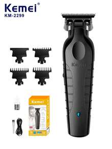 Kemei 1 pieza Juego de cuchillas de repuesto KM-2299, accesorios de cuchilla de cortadora de pelo profesional, recortadora de cabello eléctrica, cortadora de cabello inalámbrica para salón, cortadora de cabello recargable para el hogar, recortadora de cabello de corte al ras de 0 mm, adecuada para hombres - Negro - Ver 2