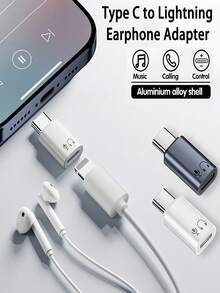 Adaptador de audio de Tipo-C a Lightning, Convertidor de Hembra Lightning a Macho USB C para auriculares - Multicolor - Ver 2