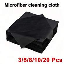 Black Ultra-Fine Microfiber Cleaning Cloth, A Gentle And Reusable Lens Cleaning Cloth Suitable For Eyeglasses, Phone Screens, Camera Lenses And Jewelry. Made Of Black Fine Fabric To Reduce Static, High-Quality Multi-Layer Design, Durable And Soft.