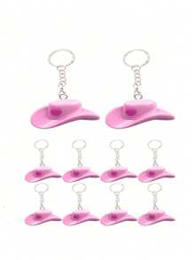30pcs Pink Cute Hat Keychains, Including 10 Pink Love Cowboy Hats, 10 Pink Cardstock Sheets And 10 White Mesh Bags, Suitable For Creative Gift Keychains, Bags, Pendants, Birthday Party Favors, Birthdays, Weddings, Carnivals Wait.
