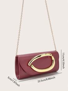 Retro Vintage Solid Color Clutch Wallet, All-Match Carry On Purse, Stylish PU Bag For Women, And For Wedding, Party, Prom, Dinner - Burgundy - View 8