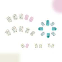 24Pcs Short Press On Nails Easter Nails Press Ons Square Fake Nails With Easter Egg Designs Cute Duck Acrylic Nails Pink Glossy Stick On Nails Easter Glue On Nails For Women Manicure Art