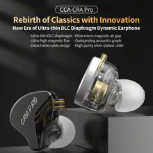 C C A CCA CRA PRO 升级版有线入耳式耳机，超薄振膜动圈驱动单元 IEM，清晰通话 HiFi，有线耳塞，带可拆卸免费线缆（黑色） - 黑色 - 查看 4