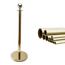 4pcs Stanchion Posts With 3 Ropes Crowd Control Barriers For Events & Parties - Gold - View 4