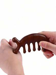 1 Stück Meridian Massage Kamm, Sandelholz Delfinkopf, Schulter und Nacken Massage Kamm, Fünf-Zahn-Holztherapie Kamm, geeignet für Meridian Massage zur Stresslinderung und Stimmungsaufhellung, Körperpflege für Reisen, Outdoor, Sport, Büro, Schule