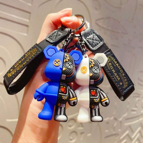 1 Pc Creative Cartoon Mechanical Bear Keychain/Elegant Bag Keychain/Car Pendant, One Cute Cartoon Design Scream Bear Keychain Decoration (Women's Style), Suitable For Daily Use