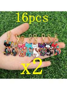 8 件/16 件经典风格猫咪钥匙扣，创意卡通动物护身符 - 一套经典风格猫咪钥匙扣，充满活力的动物魅力，适用于包包、车钥匙、DIY 配件，是日常生活和聚会的理想礼物，毕业礼物 - 彩色 - 查看 11