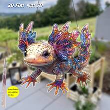 زخرفة نافذة أكريليك ملونة على شكل سحلية فيرفلاي المكسيكية 2D بطول 7.9 بوصة، تصميم سحلية متعدد الألوان حيوي مع أجنحة مضيئة، مناسبة لديكور المنزل والحديقة، ديكور الرواق الداخلي/الخارجي، هدية فريدة لعيد الميلاد أو الاحتفال بالمنزل الجديد، ديكور الحديقة | تصميم سحلية حيوي | بلاستيك متين، ديكور السحلية