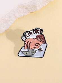 1 buah Lencana "Kucing Kantor" - Berbentuk Kucing dengan Desain Isyarat "Saya Baik-Baik Saja!", Aksesori Penghilang Stres Meja Kerja Kantor/Programmer yang Lucu - MultiWarna - View 4
