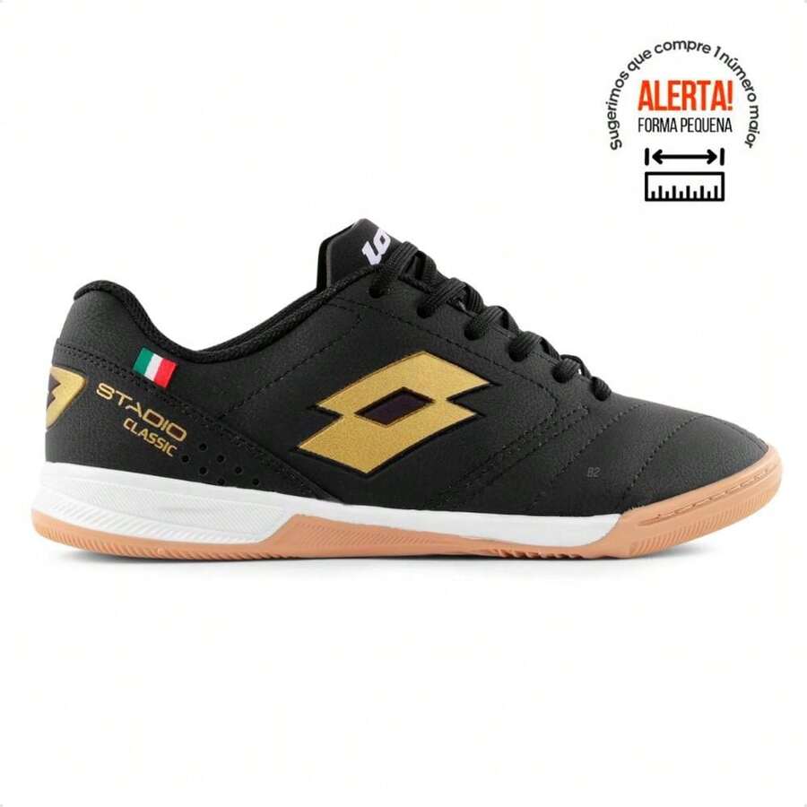 B2 Online Lotto Stadio Classic B700 Men's Futsal Boot 100% ORIGINAL With INVOICE And WARRANTY - Đen / Vàng - Xem 1