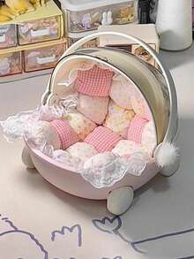 Caja de almacenamiento de muñeca de peluche con figura, cuna portátil con tapa abatible para exhibición - Multicolor - Ver 5
