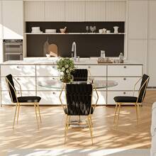 Un set di 2 sedie da pranzo di lusso in velluto, design ergonomico con gambe in metallo, design d'interni di alta qualità, design moderno placcato in oro, stabili e durevoli, soggiorno e camera da letto