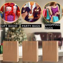 12 túi quà giấy Kraft nâu có quai xách, 5 kích cỡ dùng cho tiệc tùng, cung cấp số lượng lớn, thích hợp cho tiệc sinh nhật, đồ thủ công, đám cưới và sự kiện - màu nâu - Xem 5