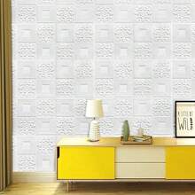 20 片装 3D 雕花自粘墙纸防水适用于天花板卧室浴室背景墙贴 - 彩色 - 查看 9