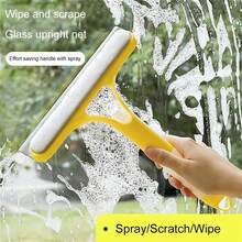 3-In-1 Sprayer Bristle Brush Wiper Strip Window Cleaning Wiper Multifunctional Glass Mirror Wiper Microfiber With Spray Bottle Scrub Home Car Cleaning And Home Cleaning Tools Suitable For Outdoor Gardens Clean Yourself Car Doors, Windows And Windshield Cleaner Portable Easy Storage (White + Yellow + Blue) - Multicolor - View 1