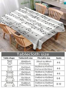 1 pieza Mantel con estampado de notas musicales y geométrico, mantel moderno rectangular/redondo a prueba de agua de poliéster, impresión digital adecuada para la sala de estar, mesa de comedor al aire libre, mesa redonda pequeña