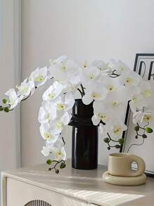 5 piezas de 27 pulgadas Ramas de flores artificiales de Phalaenopsis, para decoración del hogar, oficina, boda, escuela, dormitorio, plantas artificiales, diseño de escenarios, decoración de habitaciones, decoraciones de fiestas y días festivos, decoraciones navideñas, decoraciones de Año Nuevo, accesorios de decoración para dormitorio