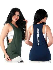 Work Fitness Kit 2 Women's Long Sleeve Tank Top Gym - Xanh lam và Xanh lục - Xem 1