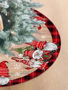 1 pieza Falda para árbol de Navidad, disponible en diámetros de 60/90cm, con diseño de grano de madera, cuadros rojos y negros, elemento de gnomo rojo vintage, decoración de árbol de Navidad, decoración navideña para el hogar, Feliz Navidad