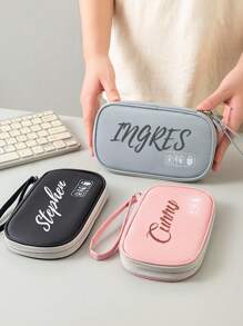 Customized Text Light Travel Film Handheld Data Bag Travel Mini Data Cable Storage Bag Power Bank Earphone Storage Bag