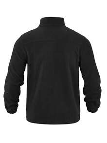 1 件男士休闲飞行员夹克，时尚飞行员夹克外套，户外拉链立领上衣，适合春秋冬 - 黑色 - 查看 2