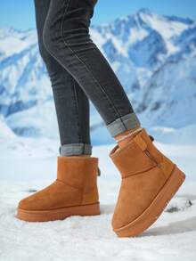 Bottes de neige à fermeture éclair latérale pour femmes pour l'extérieur en hiver