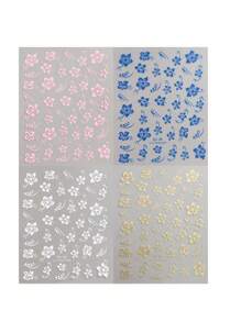 芙蓉花指甲贴纸，芙蓉花指甲贴花 3D 自粘白色粉色彩色夏威夷花卉指甲贴纸樱花指甲设计夏季装饰美甲