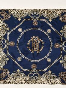 1 件女士时尚链条和绳索印花 90 厘米方形围巾，印花围巾，适合春秋季节