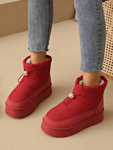 2025 New Fashionable Outdoor Waterproof Snow Boots For Women, Thick Sole, Anti-Slip, Anti-Rain, Thermal Lining, Short Style, White & Burgundy Color - 酒紅色 - 查看 7