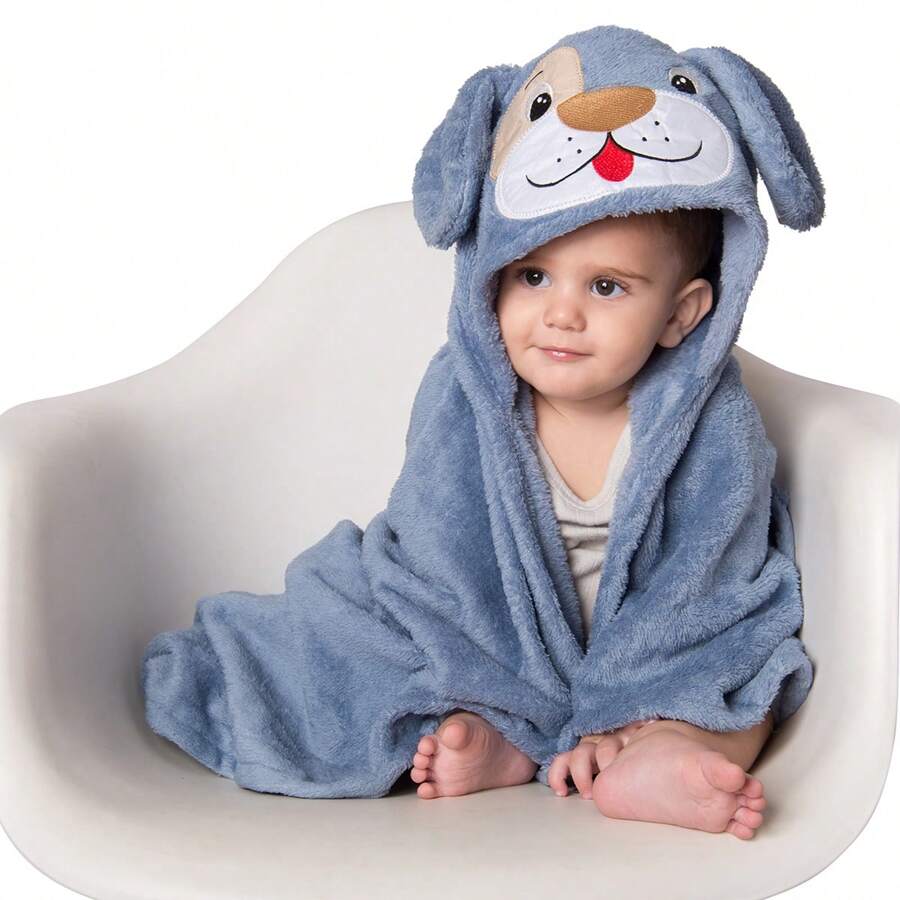 Baby Magic Island Manta para bebê com capuz temática de cachorro azul menino