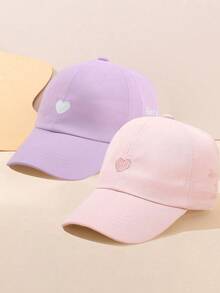 2 件爱心刺绣半天顶棒球帽女士太阳帽，可扎高马尾，适合返校、户外运动和日常休闲活动