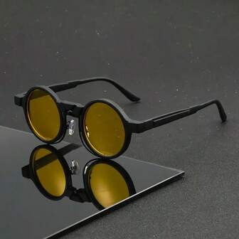 1pc Oversized Round Frame Lightweight Eyeglasses, Retro Fashion Comfortable Glasses Suitable For Daily Wear