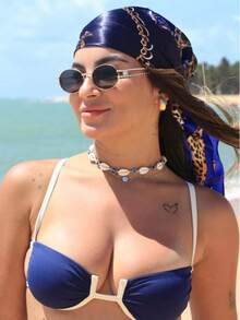 1 件女士时尚链条和绳索印花 90 厘米方形围巾，印花围巾，适合春秋季节