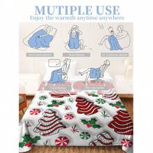 Weihnachts-Cartoon-Weihnachtsbaum bedruckte Decke - Weicher Flanell Cartoon-Muster, geeignet für Strand, Sofa, Bett, Auto