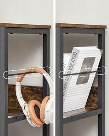 Libreria a 3 Ripiani, Libreria Scaffale a 9 Scomparti, per Soggiorno, Studio, Cucina, Camera da Letto, 30 x 100 x 103,1 cm, Marrone Vintage e Nero - Marrone Vintage e Nero - Visualizzare 4