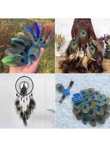 10pcs Natural Peacock Feathers Green Big Eyes Trimmed Peacock Feathers For DIY Crafts Arts Carnival Masquerade Mask Christmas Hair Accessories Wedding Holiday Party Costume Decoration