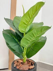 Artificial Ficus Lyrata With Wavy Cone Pot Home Garden - Black - View 4