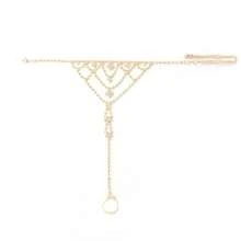 Elegant Multi-Layer Rhinestone Toe Ring Anklet Vacation & Party Wear, All-Season Fashion Jewelry For Beach Holidays Foot Jewelry For Beach Wedding - Gold - View 5