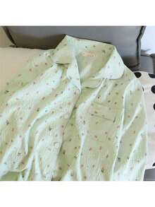 女性用ピーチプリントパジャマセット,2ピース,長袖パンツスーツ,柔らかく快適なパジャマ,家庭用とレジャー用 - KDJ819 ピンクハート - チェックする 8