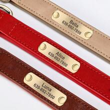 Solid Color Leather Anti-Rust Soft Dog Engraved Collar, Laser Engraved Custom Pet Collar, Anti-Lost Adjustable ID Tag Collar For Small/Medium/Large Dogs