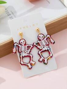1 pereche acrilice Halloween horror schelet design bijuterii la modă pentru femei, decor perfect pentru petreceri de sărbători