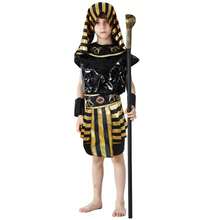 儿童埃及法老角色扮演服装套装，古埃及法老万圣节服装（男孩和女孩适用），金字塔主题派对装扮 - 彩色 - 查看 5