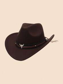 1Pc Western Style Small Cow Head With Soft Hat Bohemian Cowboy Hat, A Fashionable Accessory For Back To School, Suitable For Various Occasions Such As Daily Leisure Travel And Western Cowboy Parties. - Multicolor - View 7