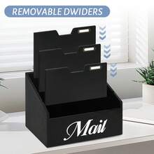 Wooden Mail Storage Letter Sorter, Solid Wood Tabletop Paper Storage Box, 5-Grid Pull-Out Desktop Mail Sorter, Suitable For Home Office School Desktop Document Organization - 白色 - 查看 4
