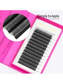 XIUSUZAKI 12排狐狸新款5D W型睫毛嫁接，不同长度可选，5D W型假睫毛，预制单根易扇睫毛，12排 - 黑色 - 查看 3