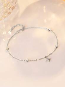 1PC 925 Sterling Silver Luxurious Star Opal Bracelet Infinity 18K Gold Plated Birthday Jewelry Gift For Girls Teens Women Girlfriend Daughter - Silver - View 3