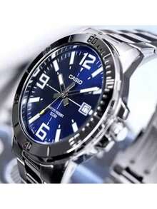 Casio Men's Quartz Stainless Steel Three-Hand Watch Casual Business Waterproof Watch Stainless Steel Case/Scratch-Resistant Glass Mirror MTP-VD01D-1B/MTP-VD01D-2B