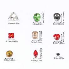 1 Pack Of Approx. 130/100/50pcs Gold Sew On Rhinestones, Mixed Shape Metal Claw Sewing Glass Gems, Rhinestone Embellishments - Mixed Color Silver Base 130pcs - View 3