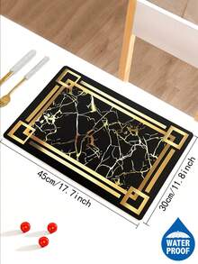 1/2/3/4/5/6件金色大理石纹隔热餐垫，防水、防油、防污PP材质黑色防水杯垫，金箔镂空咖啡杯垫，可水洗，易清洁，可擦拭，防滑，耐热，适用于房间装饰、餐桌装饰、家居装饰、派对装饰，适用于节日、派对、聚会、生日、婚礼、礼物、晚宴、户外、野餐 - 彩色 - 查看 11